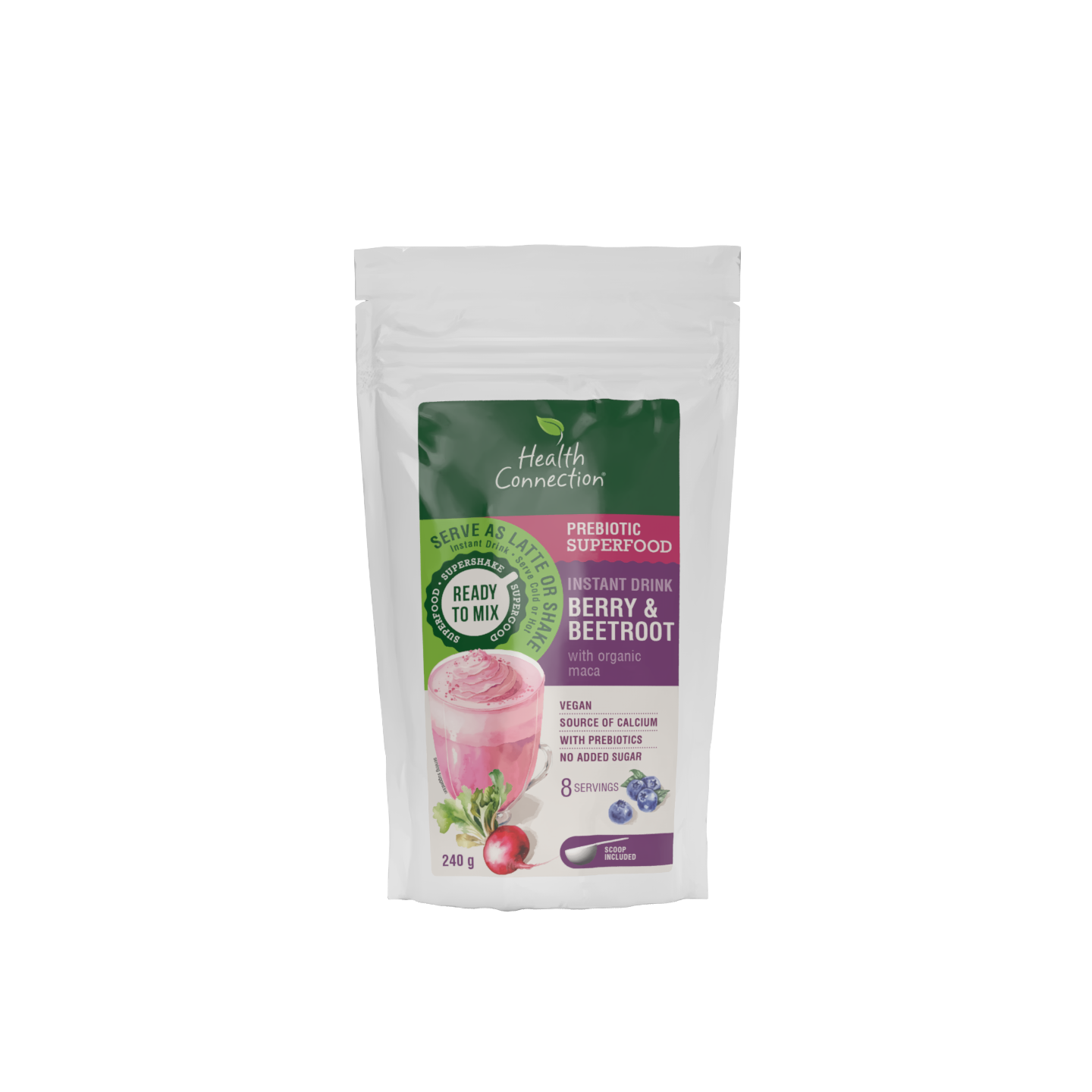 Health Connection Wholefoods - Superfood Instant Drink - 240g, flavour: Berry &amp; Beetroot with Organic Maca