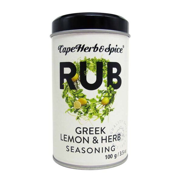 Cape Herb &amp; Spice - Rub Tin Greek Lemon &amp; Herb Seasoning - 100g