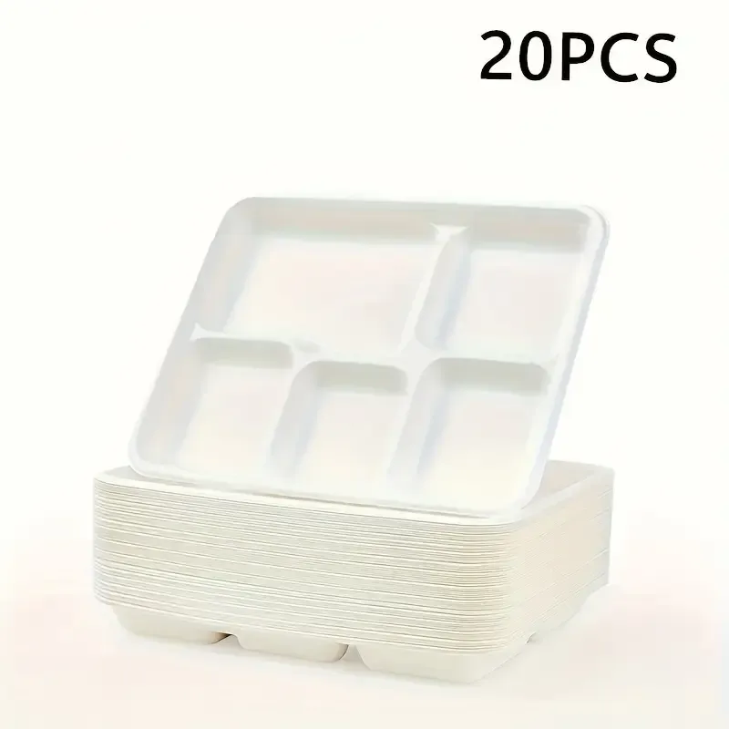 Compartment White Plates 20 pcs