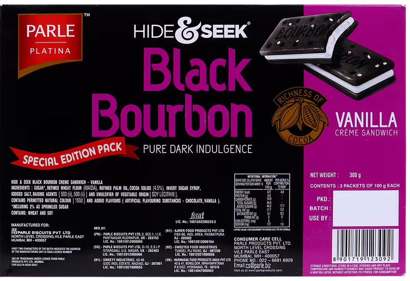 Parle Hide &amp; Seek black Bourn FAMily Pack-Vanilla