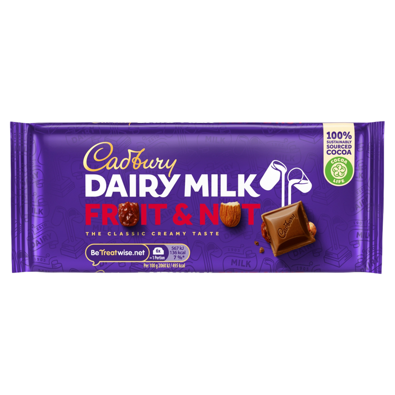 Cadbury D/M Fruit &amp; Nut Bar 110 gm
