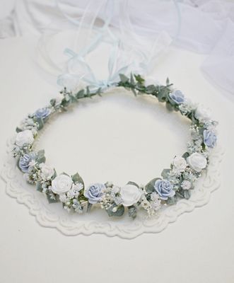 Wianek komunijny biel błękit