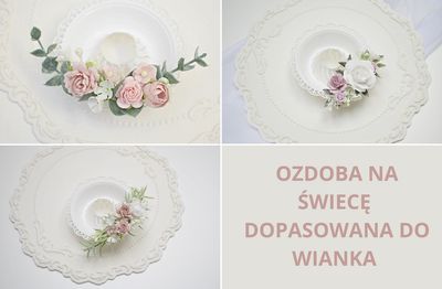 Ozdoba na świecę z okapnikiem, dopasowana do wianka /opaski