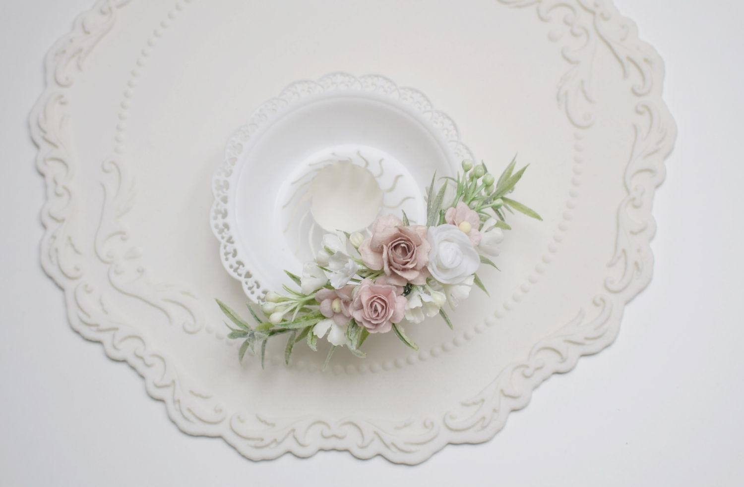 Ozdoba  na świecę z okapnikiem nude pink