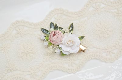 Spineczka kwiatowa, komunia, ślub, biały tydzień- róż, biel