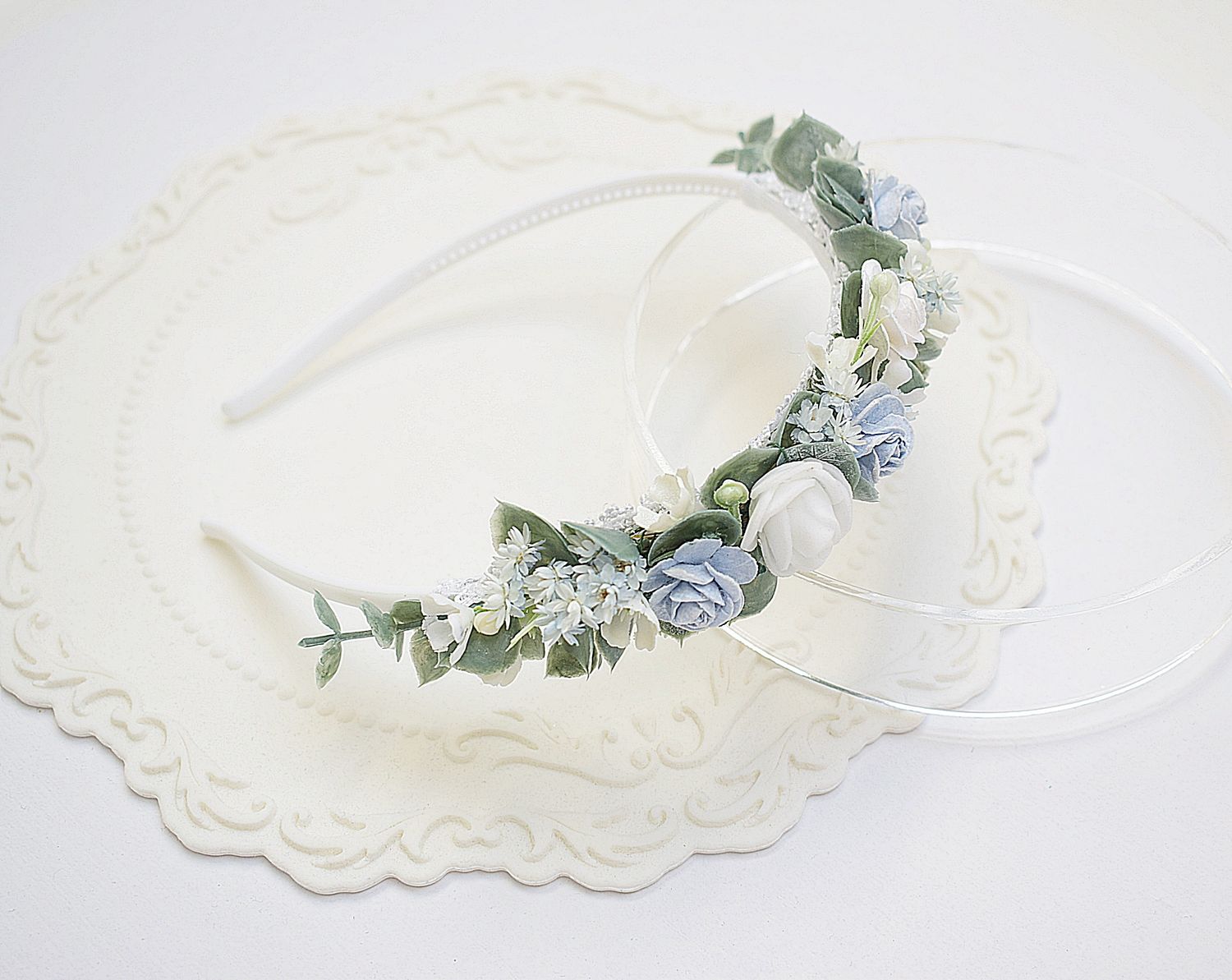 Opaska komunijna błękit, zieleń eukaliptusa