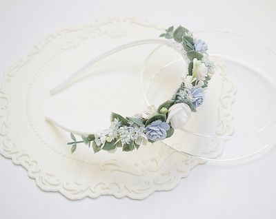 Opaska komunijna błękit, zieleń eukaliptusa