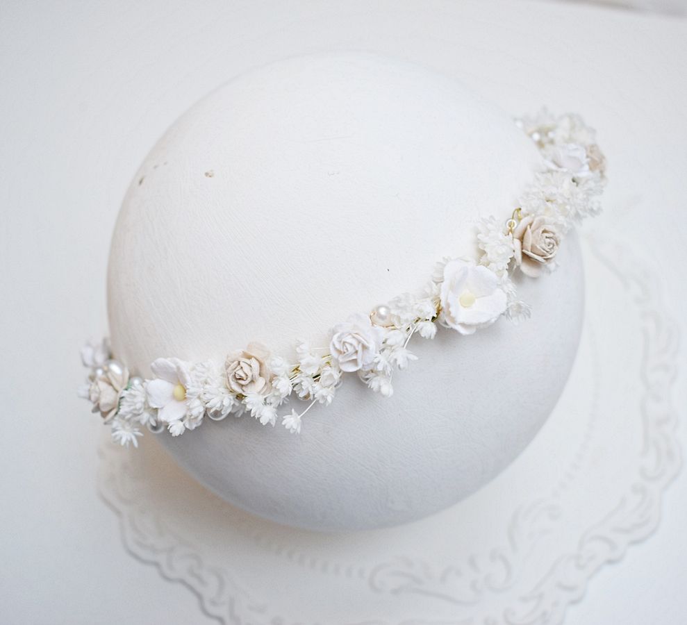 Wianuszek boho na chrzest, sesje, beż, śmietanka, ivory