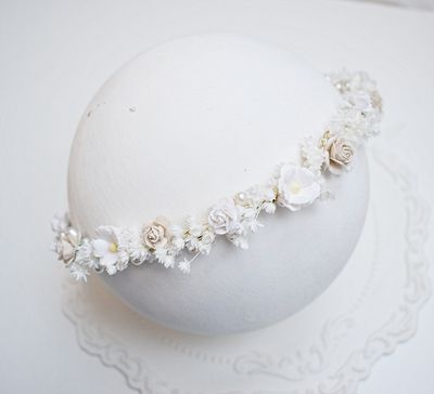 Wianuszek boho na chrzest, sesje, beż, śmietanka, ivory