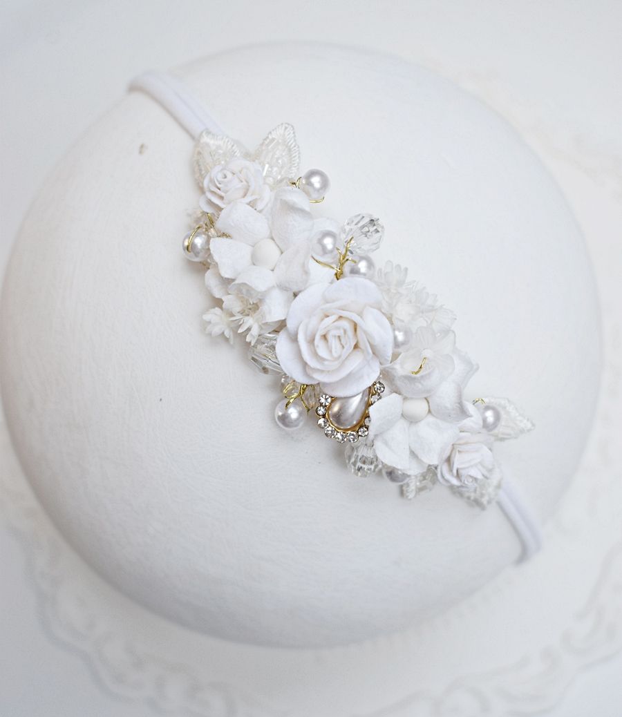 Wianek, opaska elegancka na chrzest, sesje, wesele.