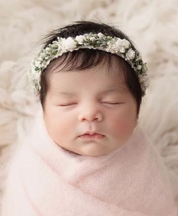 Wianek na chrzest Boho Natural, zieleń biel, ivory