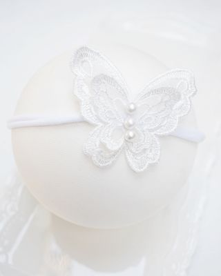 Ażurowy motylek biel  opaska/spinka