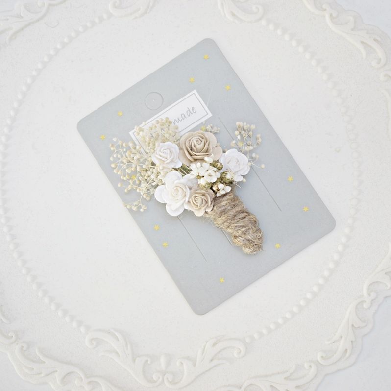 Mini Butonierka śmietanka, beż