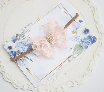 Kokarda pudrowa z cyrkonią ozdobną, opaska/spinka