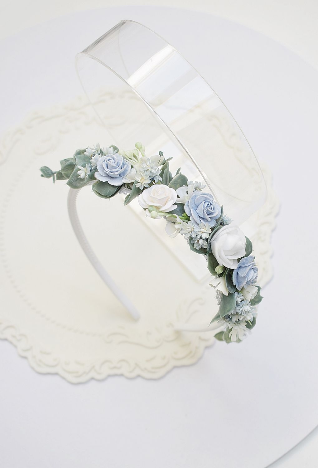 Opaska komunijna błękit, zieleń eukaliptusa