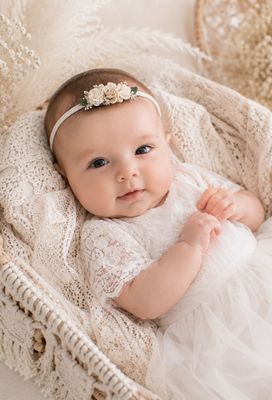 Wianek boho zieleń mini, delikatny chrzest, sesje