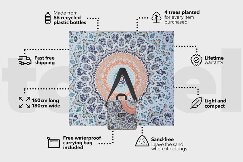 Recycled Sand Free Beach Blanket - XL sound of summer