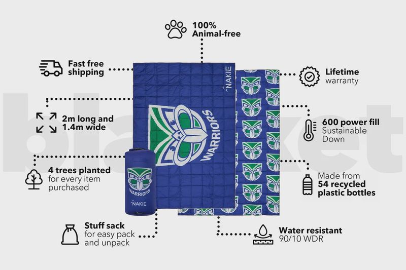 NRL Sustainable Down Puffy Blanket - warriors