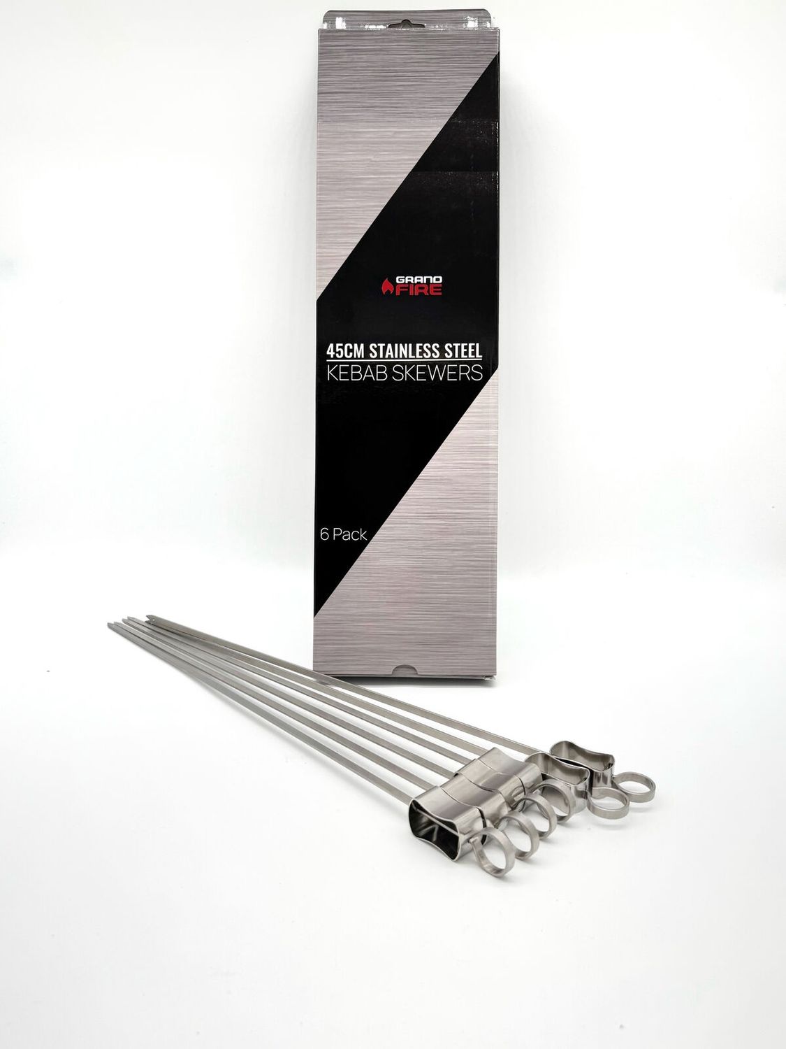 Grandfire 45cm Stainless Steel Kebab Skewers - 6 Pack