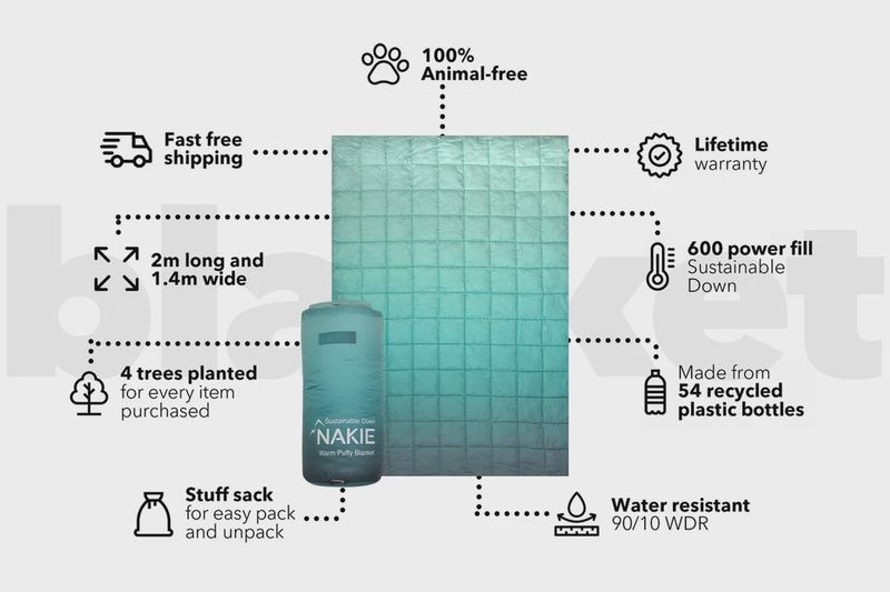 Sustainable Down Puffy Blanket - horizon green