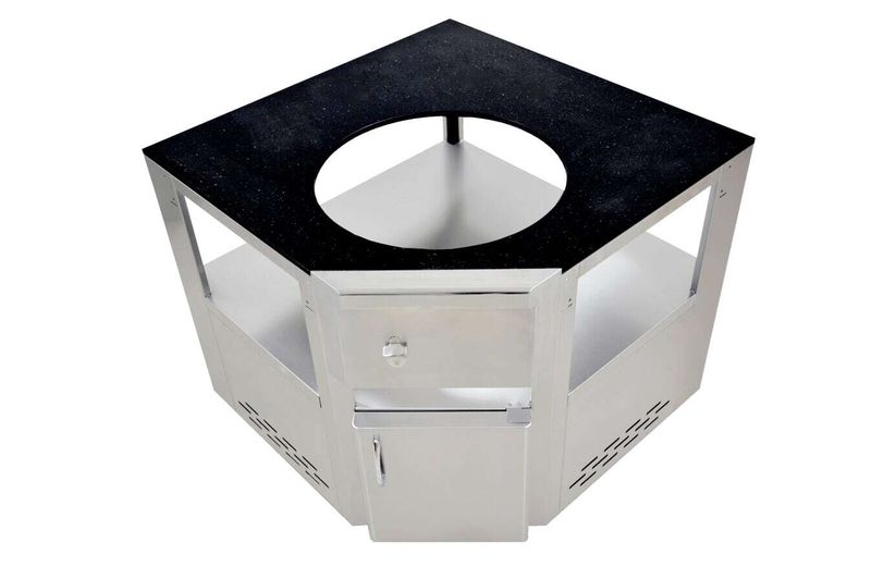 Grandfire Deluxe profile Kamado Corner Unit - 1026(W) * 1026(D) * 925(H)mm Black Galaxy Granite Top