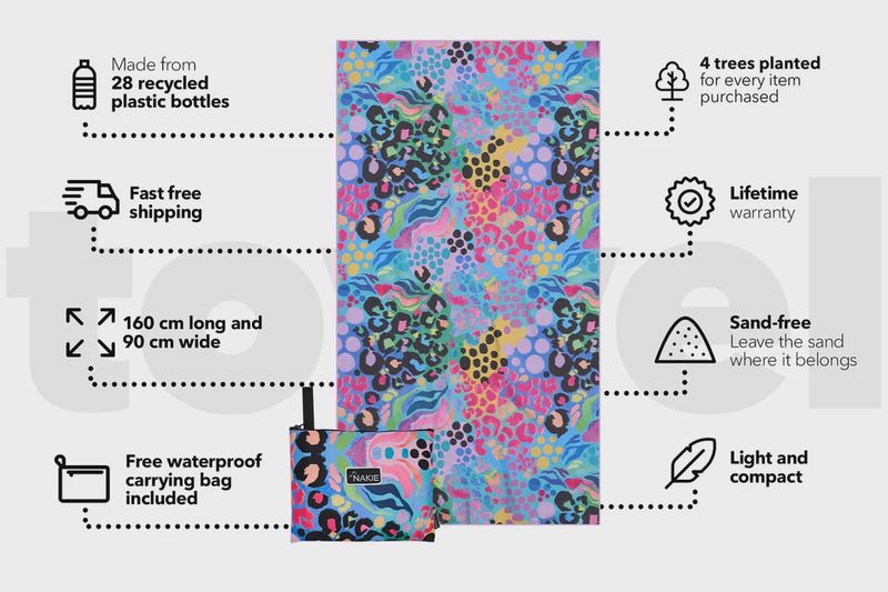 Recycled Sand Free Beach Towel - Kasey rainbow