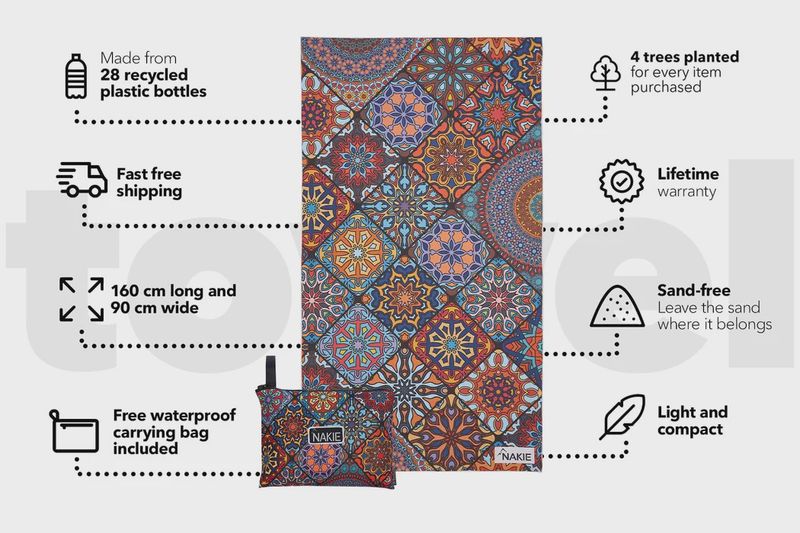 Recycled Sand Free Beach Towel - holiday dreams
