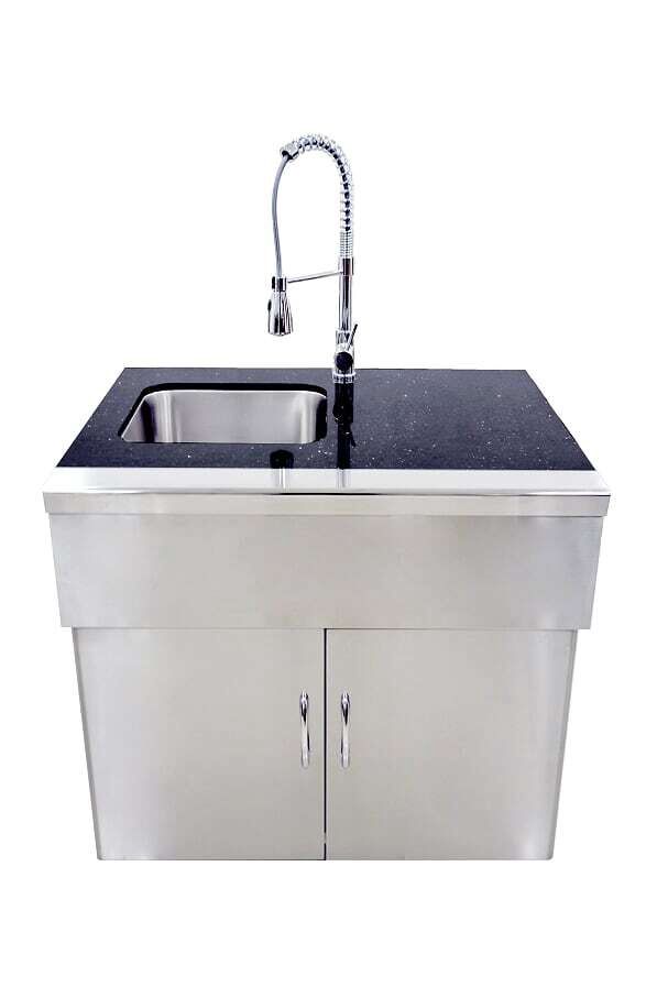 Grandfire Deluxe Profile Sink unit - 960(W) * 675(D) * 925(H)mm Black Galaxy Granite Top