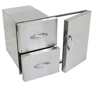 Grandfire Stainless steel double drawer and single door combo