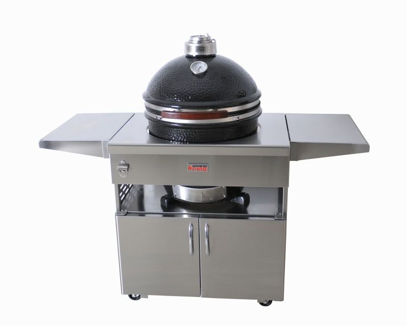 Grandfire 18" Stand Alone Kamado sitting on Stainless steel table
