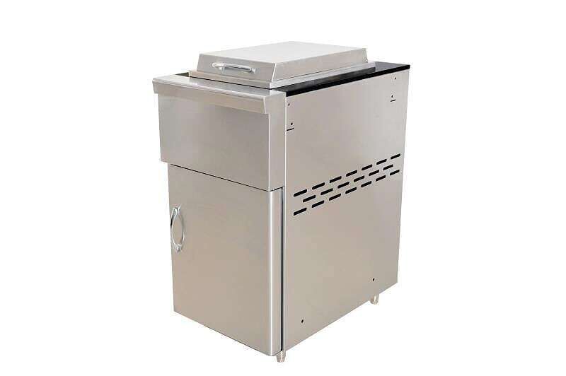 Grandfire Deluxe profile single side burner unit - 480(W) * 675(D) *925(H) mm Black Galaxy Granite Top