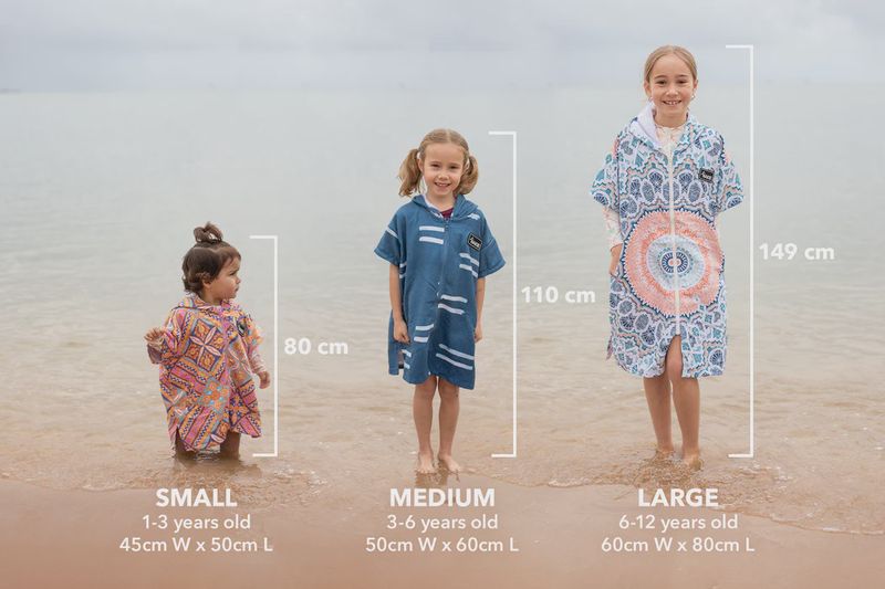 Kids Hooded Towel Recycled Sand Free - salty waves - small