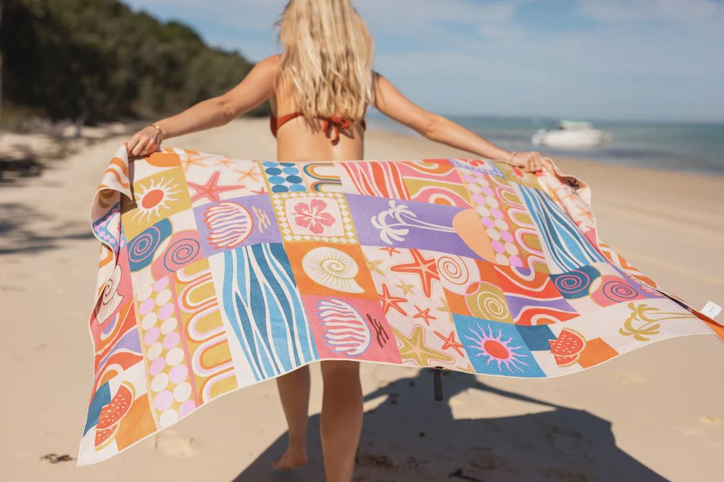 Recycled Sand Free Beach Towel - retro shores
