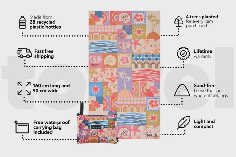 Recycled Sand Free Beach Towel - retro shores