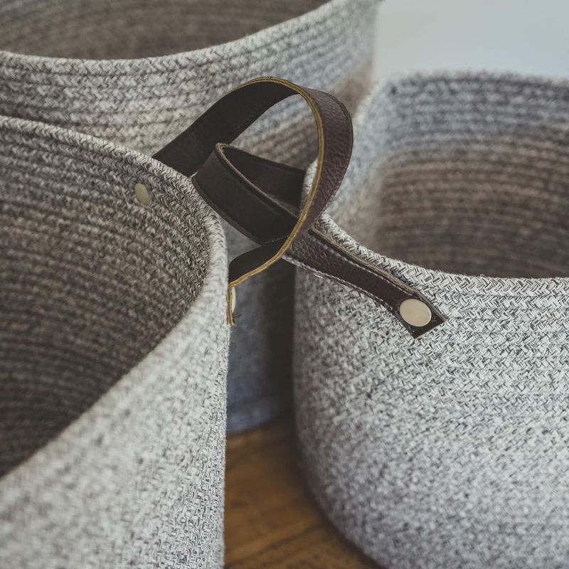 Grey Cotton Basket / Bag size Large