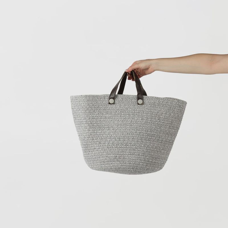 Grey Cotton Basket / Bag size Large