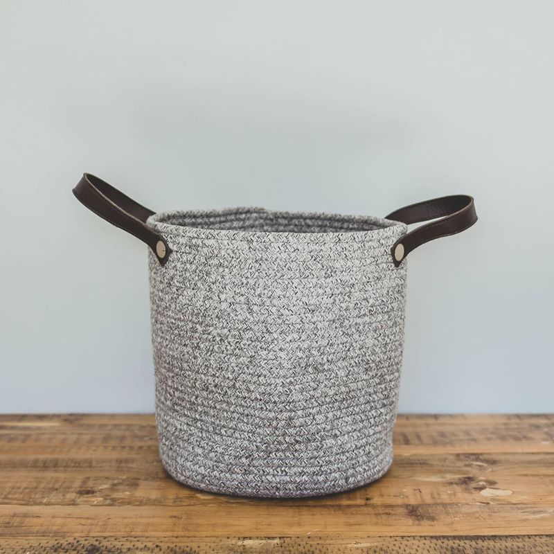 Grey Cotton Basket / Bag size Small