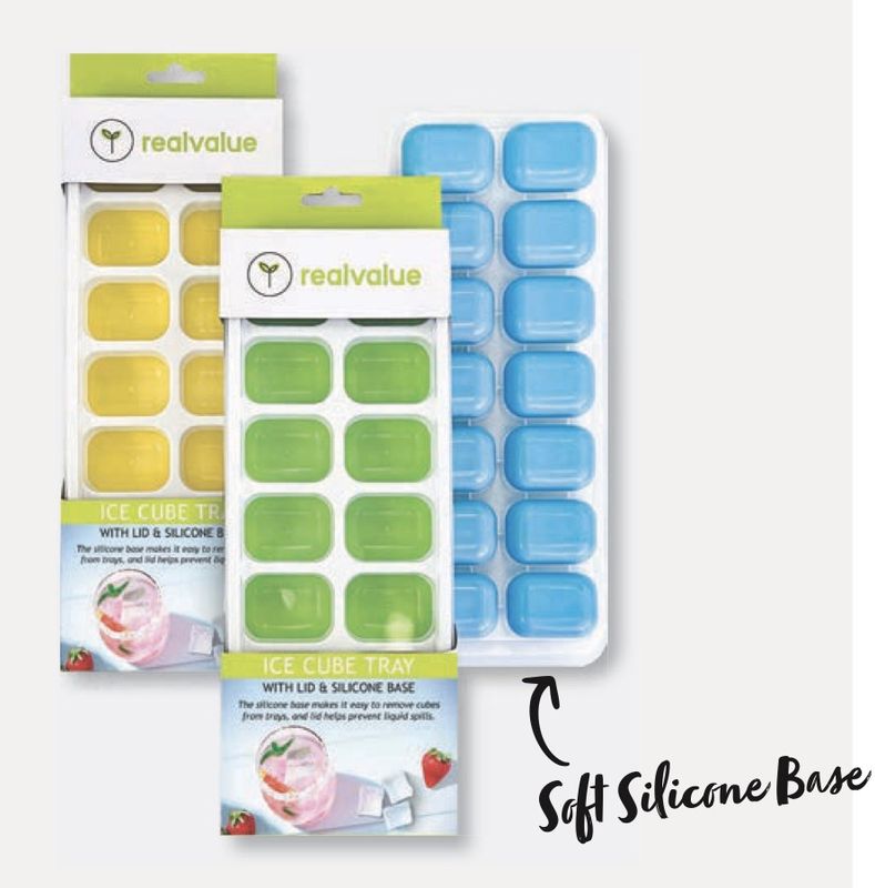 Ice Cube Tray with Lid and Silicone Base