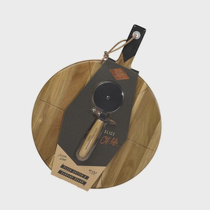 PIZZA CUTTER &amp; SERVING BOARD