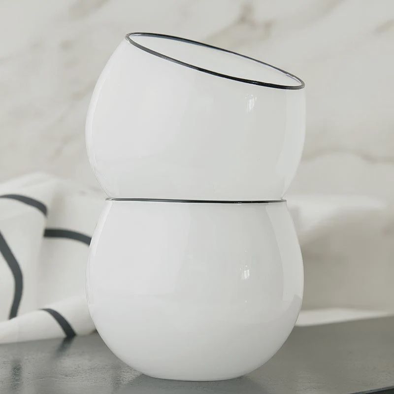 Roly Poly Glass - White with Thin Black Rim