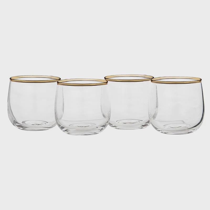 Mini Roly Poly Glass - Gold Rim