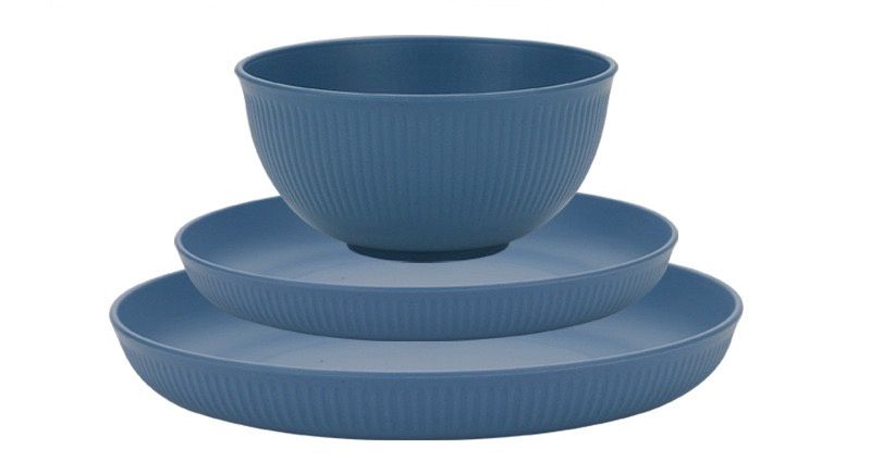 Wheat straw 9 piece picnic set - blue