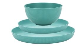 Wheat straw 9 piece picnic set - green