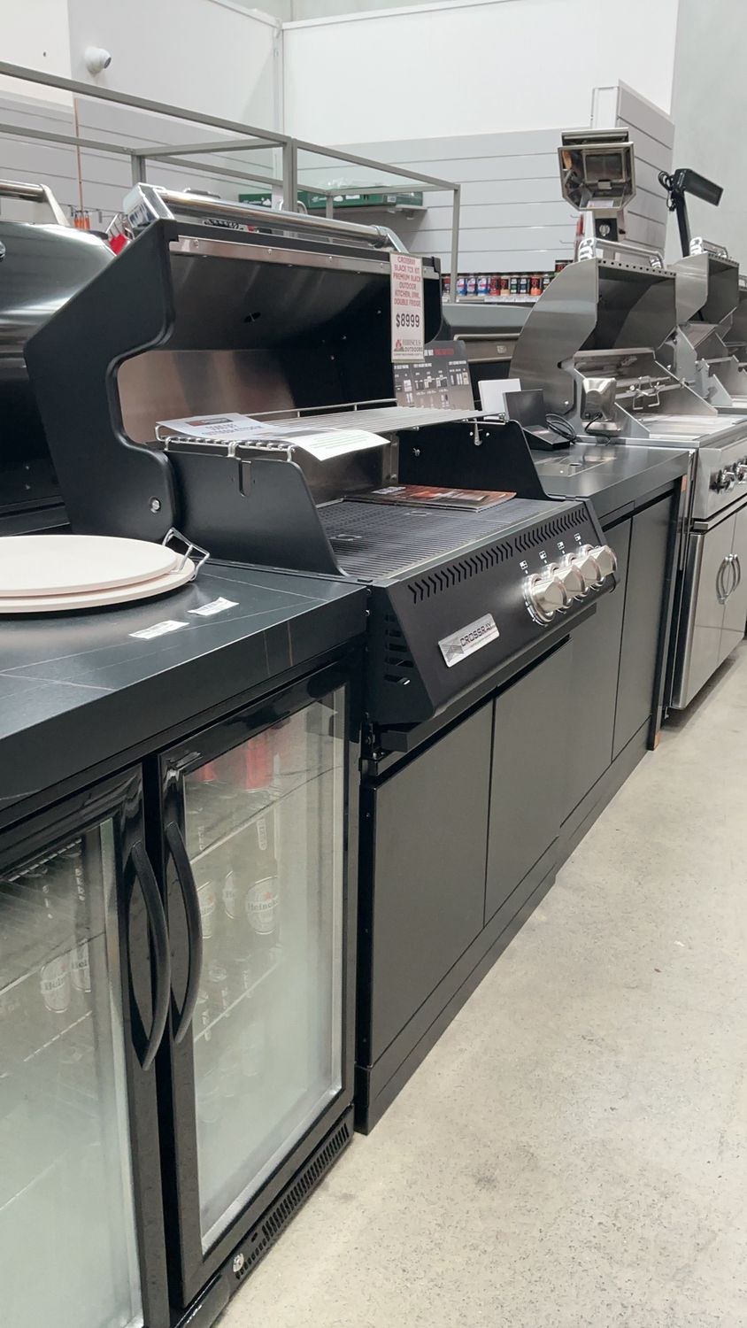 Crossray Black TCX Kit Premium Black Outdoor Kitchen, Sink, Double Fridge