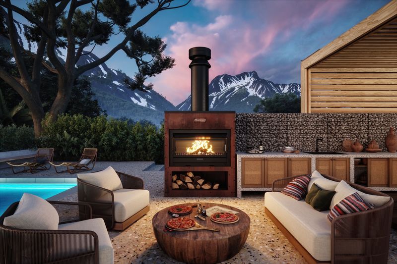 Masport Matakana Corten Cabinet &amp; Flue