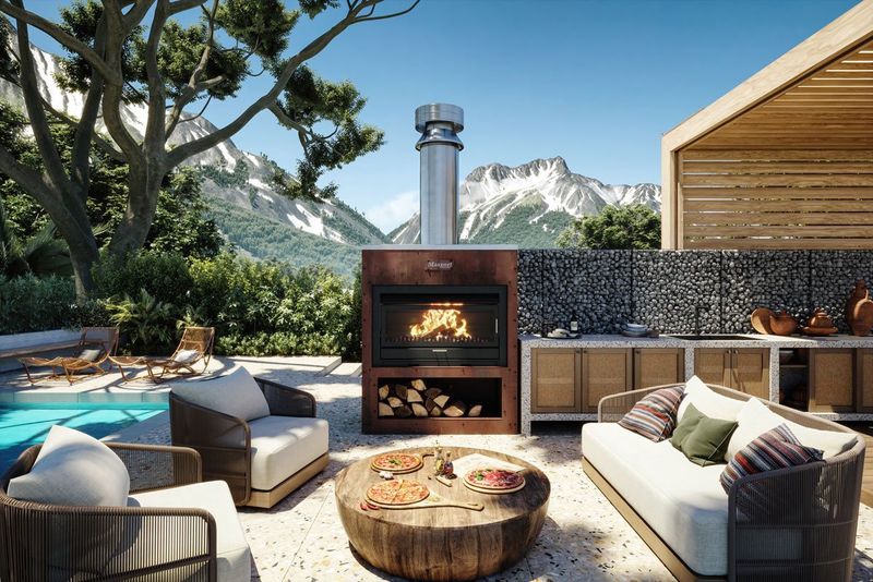 Masport Matakana Corten Cabinet &amp; Flue