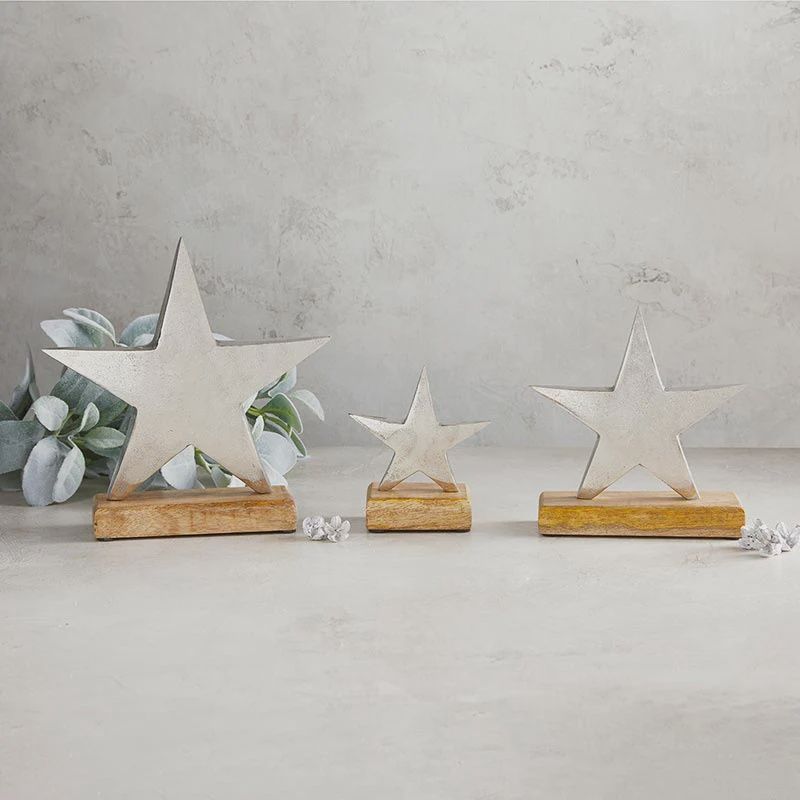 Silver Start with Wooden Base - small