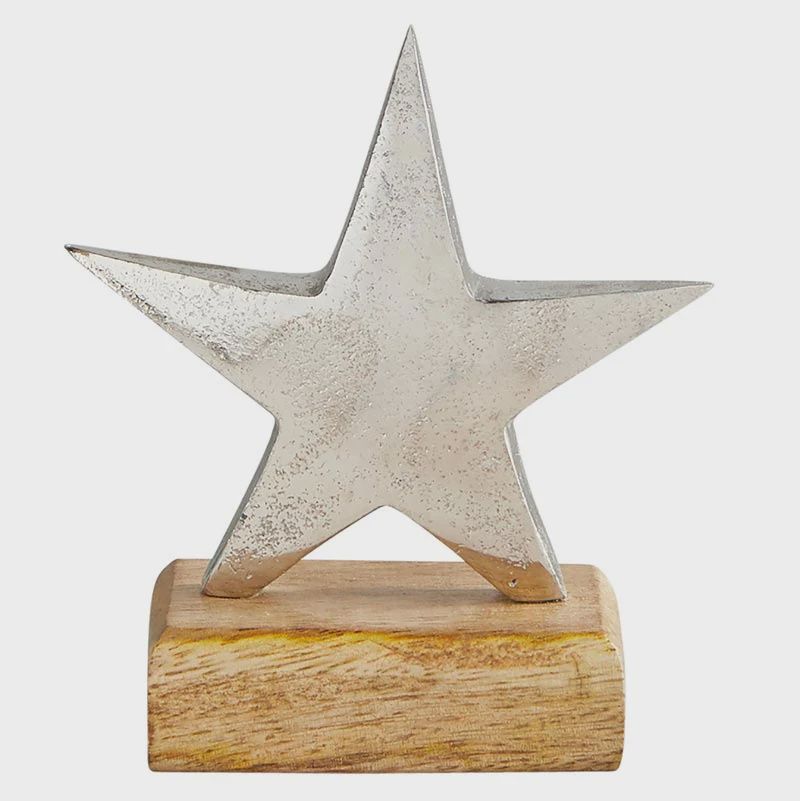 Silver Start with Wooden Base - small
