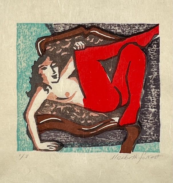 Guadi in red tights, framed