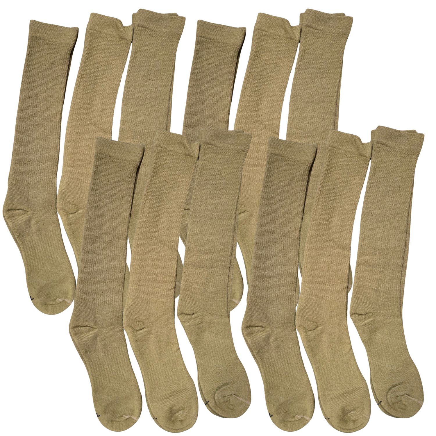 Dri Comfort Military Boot Socks, 1 Dozen Pairs, Color: Coyote, Size: 5 - 8